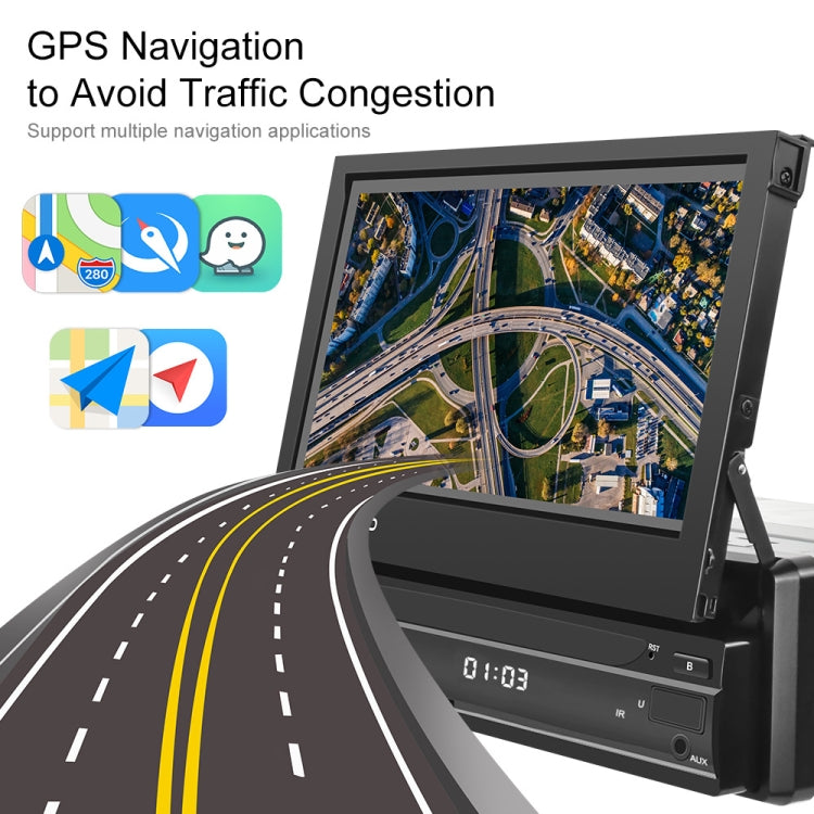 1+32G 7-Inch Single Din Android 10.0 Carplay Screen With GPS Navigation/Bluetooth/Mirror Link/DVR Input, Spec: With 12-light Camera - Car Monitor by buy2fix | Online Shopping UK | buy2fix