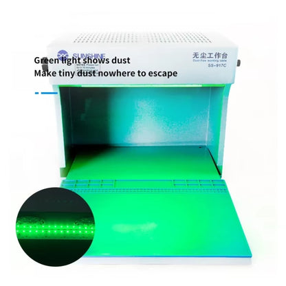 SUNSHINE SS-917C Mobile Phone Screen Repair Dust-free Workbench Green White Light Dual Lamps Dust Display Lamp Operator Bench US Plug - Repair Platform by SUNSHINE | Online Shopping UK | buy2fix