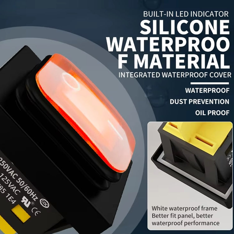 FILN 220V 30A Split Dustproof Boat-type Switch With Light, Specifications: Aluminum 4 Pin 2 Gear Yellow Light - Car Switches by FILN | Online Shopping UK | buy2fix