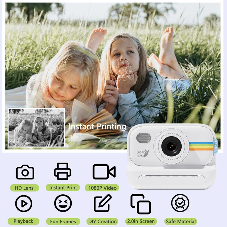 2.0-Inch LED Flash 1080P HD Recording Photo Printing Camera With 3-Rolls Paper, Color: Black+32G - Children Cameras by buy2fix | Online Shopping UK | buy2fix