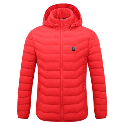 Winter Smart Electric Heating Hooded Jacket, Size:XXXL(Red) - Down Jackets by buy2fix | Online Shopping UK | buy2fix