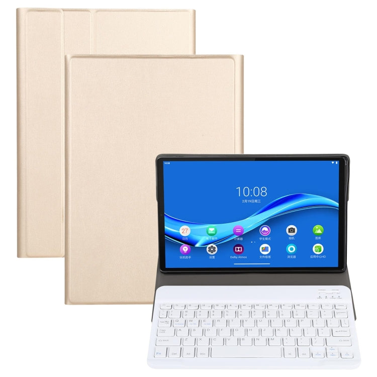 AM10 2 in 1 Removable Bluetooth Keyboard + Protective Leather Tablet Case with Holder for Lenovo M10 FHD Plus 10.3 inch(Gold) - Lenovo Keyboard by buy2fix | Online Shopping UK | buy2fix