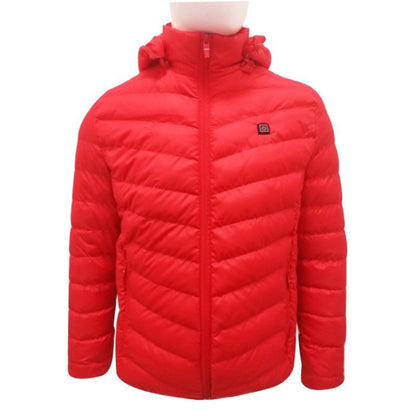 USB Heated Smart Constant Temperature Hooded Warm Coat for Men and Women (Color:Red Size:M) - Down Jackets by buy2fix | Online Shopping UK | buy2fix