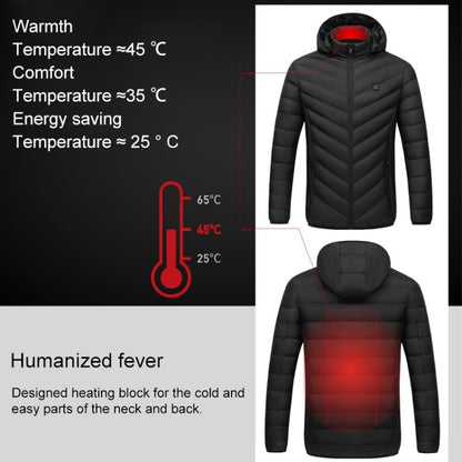 USB Heated Smart Constant Temperature Hooded Warm Coat for Men and Women (Color:Dark Blue Size:L) - Down Jackets by buy2fix | Online Shopping UK | buy2fix