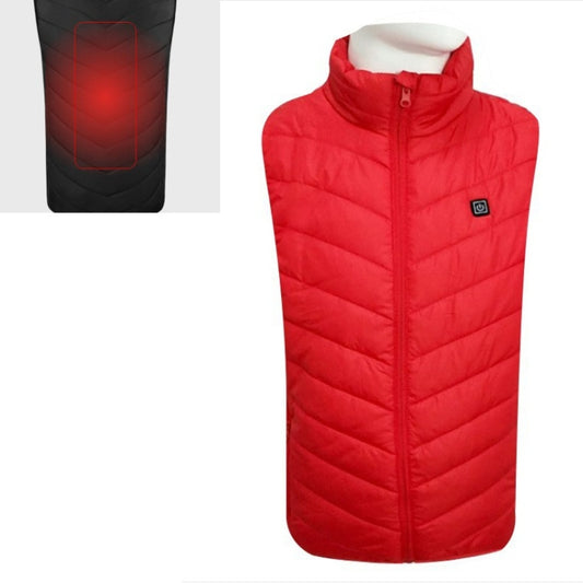 USB Security Smart Constant Temperature Fever Men Stand Collar Cotton Vest (Color:Red Size:S) - Down Jackets by buy2fix | Online Shopping UK | buy2fix