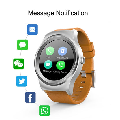 SMA-Round 1.28 inch Color Touch Screen Bluetooth Leather Strap Smart Watch, Waterproof, Support Voice Control / Heart Rate Monitor / Sleep Monitor / Bluetooth Camera, Compatible with Android and iOS System - Smart Wear by buy2fix | Online Shopping UK | buy2fix