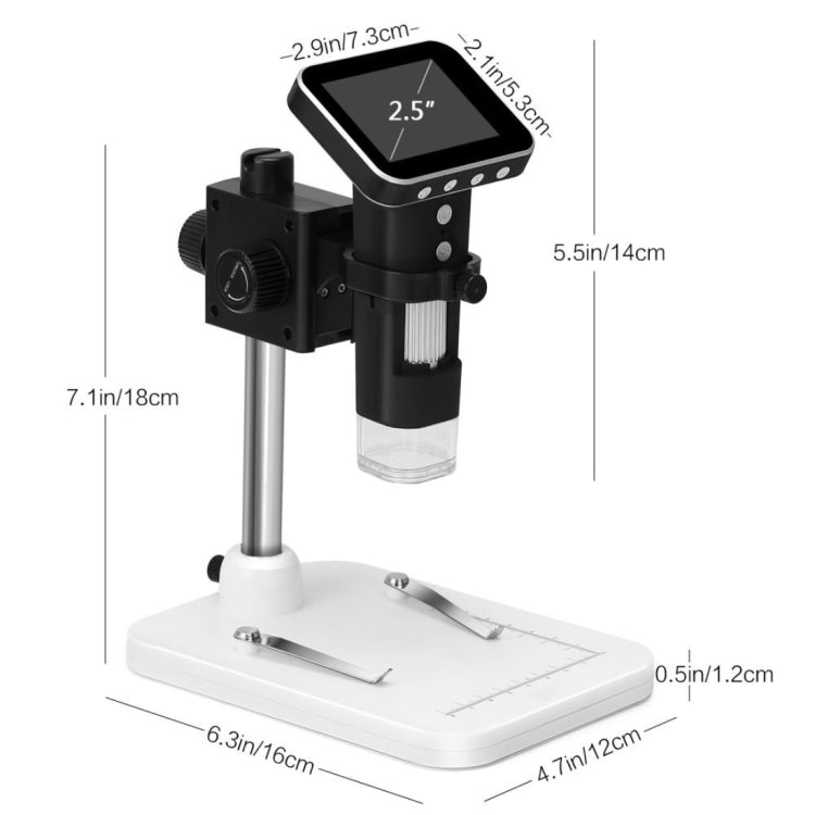 500X Zoom Magnifier 3MP Image Sensor USB Digital Microscope with 2.5 inch Screen & 8 LED & Professional Stand, Support TF Card - Digital Microscope by buy2fix | Online Shopping UK | buy2fix