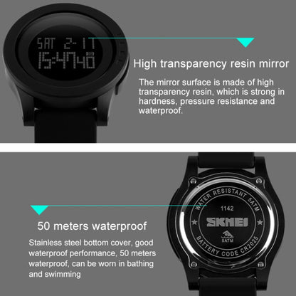 SKMEI 1142 Multifunctional Men Outdoor Sports Noctilucent Waterproof Silica Gel Digital Watch (Black) - Silicone Strap Watches by SKMEI | Online Shopping UK | buy2fix