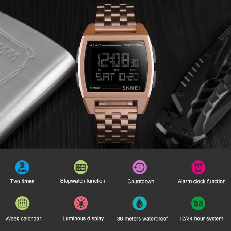 SKMEI 1368 Multifunctional Men Outdoor Sports Noctilucent Waterproof Digital Watch(Rose Gold) - Sport Watches by SKMEI | Online Shopping UK | buy2fix