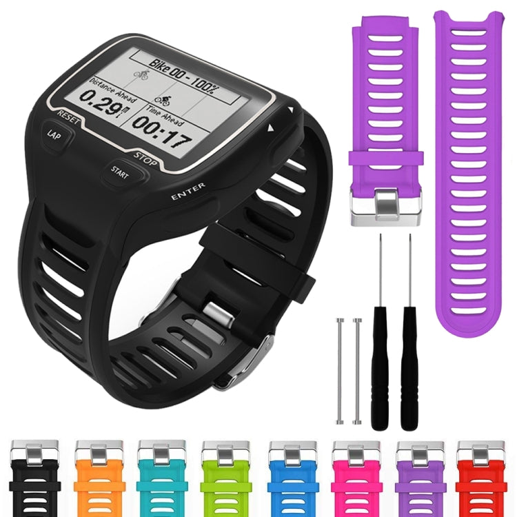 Solid Color Silicone Watch Band for Garmin Forerunner 910XT(Black) - Smart Wear by buy2fix | Online Shopping UK | buy2fix