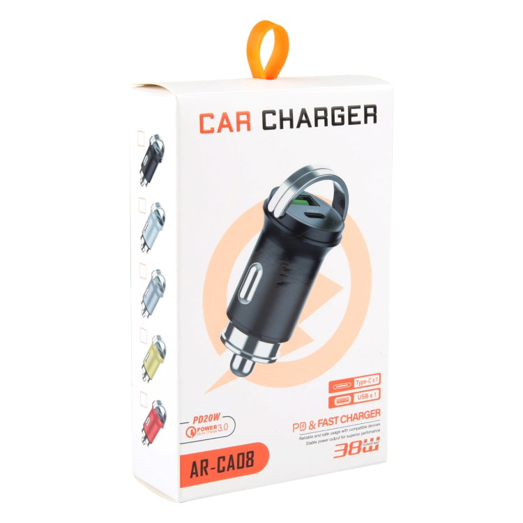 AR-CA08 12W 2A USB-C / Type-C + USB Ports Car Charger (Grey) - Car Charger by buy2fix | Online Shopping UK | buy2fix