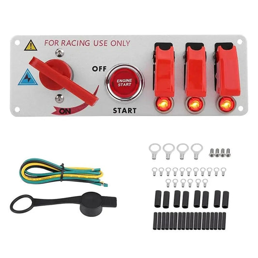 12V Racing Car LED Ignition Switch One Key Start Combination Panel - In Car by buy2fix | Online Shopping UK | buy2fix