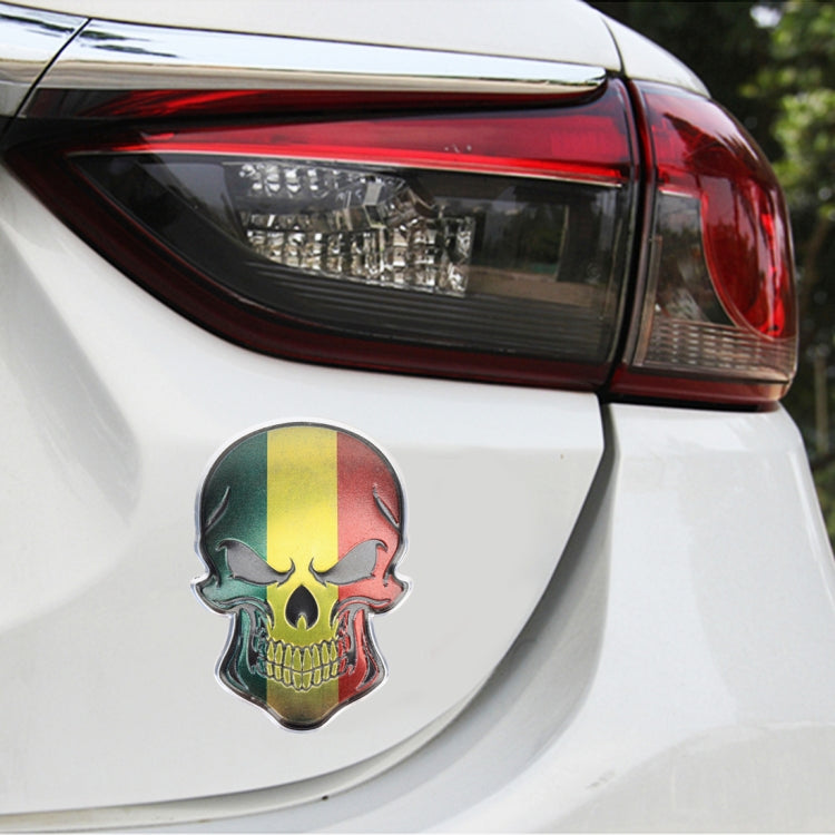 Universal Car Mali Flag Skull Shape Metal Decorative Sticker - 3D Metal Sticker by buy2fix | Online Shopping UK | buy2fix