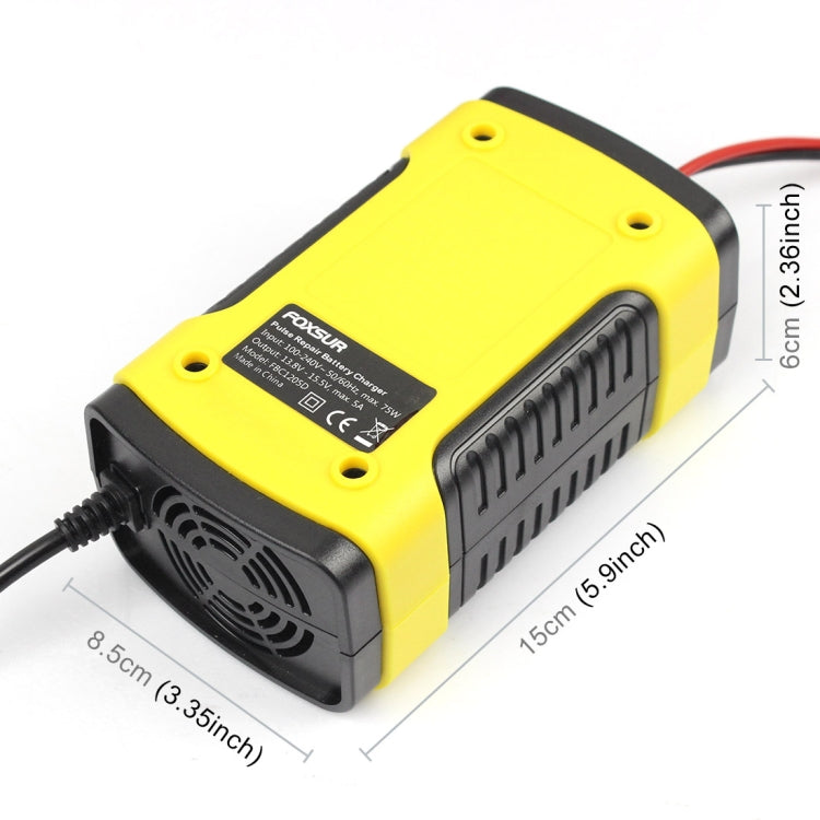 FOXSUR 12V 6A Intelligent Universal Battery Charger for Car Motorcycle, Length: 55cm, US Plug(Yellow) - Battery Charger by FOXSUR | Online Shopping UK | buy2fix