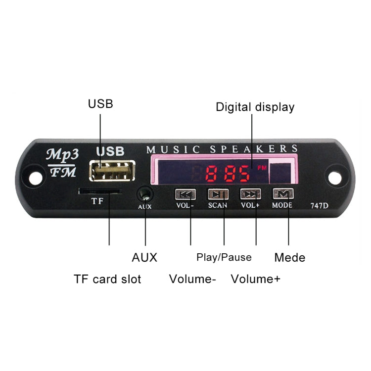 Car 12V Audio MP3 Player Decoder Board FM Radio TF USB 3.5 mm AUX, with Bluetooth and Recording - Car MP3 & MP4 & MP5 by buy2fix | Online Shopping UK | buy2fix