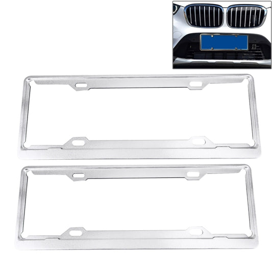 2 PCS Car License Plate Aerospace Aluminum Bracket Frame Holder Stand Mount(Silver) - License Plate Covers & Frames by buy2fix | Online Shopping UK | buy2fix