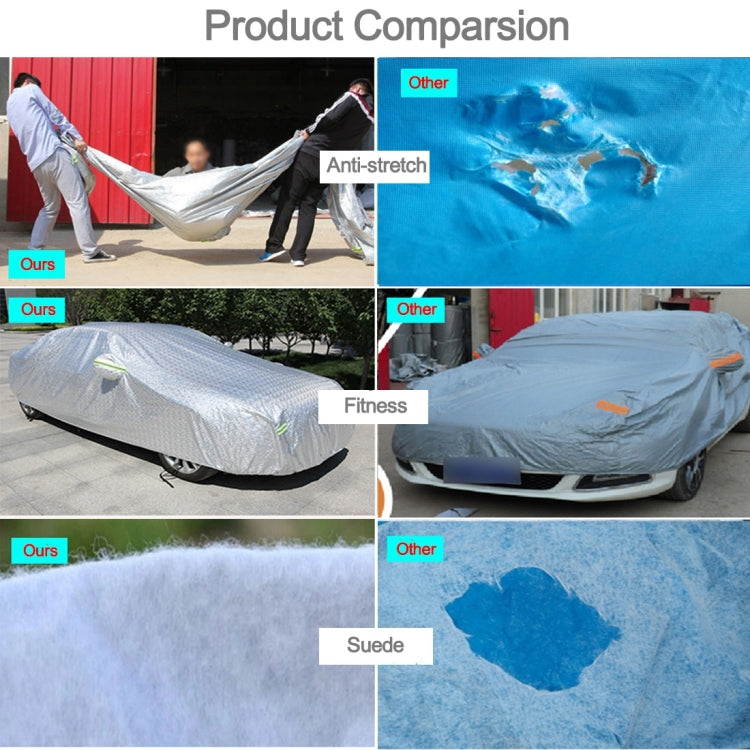 Aluminum Film PEVA Cotton Wool Anti-Dust Waterproof Sunproof Anti-frozen Anti-scratch Heat Dissipation SUV Car Cover with Warning Strips, Fits Cars up 5.1m(199 inch) in Length - Aluminum Film PEVA by buy2fix | Online Shopping UK | buy2fix