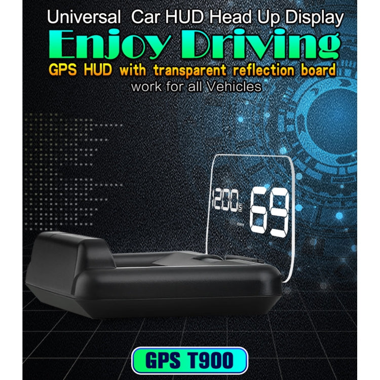 T900 Car GPS HUD Virtual HD Reflection Board Head-up Display, Speed & Driving Distance / Time Display, Over Speed & Voltage & Low Voltage Alarm, Fatigue Driving(White) - Head Up Display System by buy2fix | Online Shopping UK | buy2fix