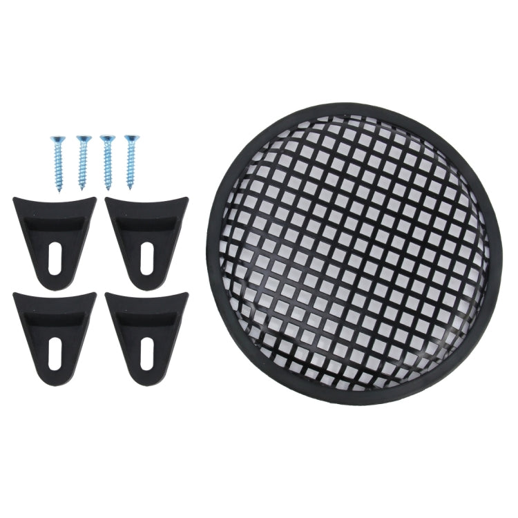 8 inch Car Auto Metal Mesh Black Square Hole Subwoofer Loudspeaker Protective Cover Mask Kit with Fixed Holder - In Car by buy2fix | Online Shopping UK | buy2fix
