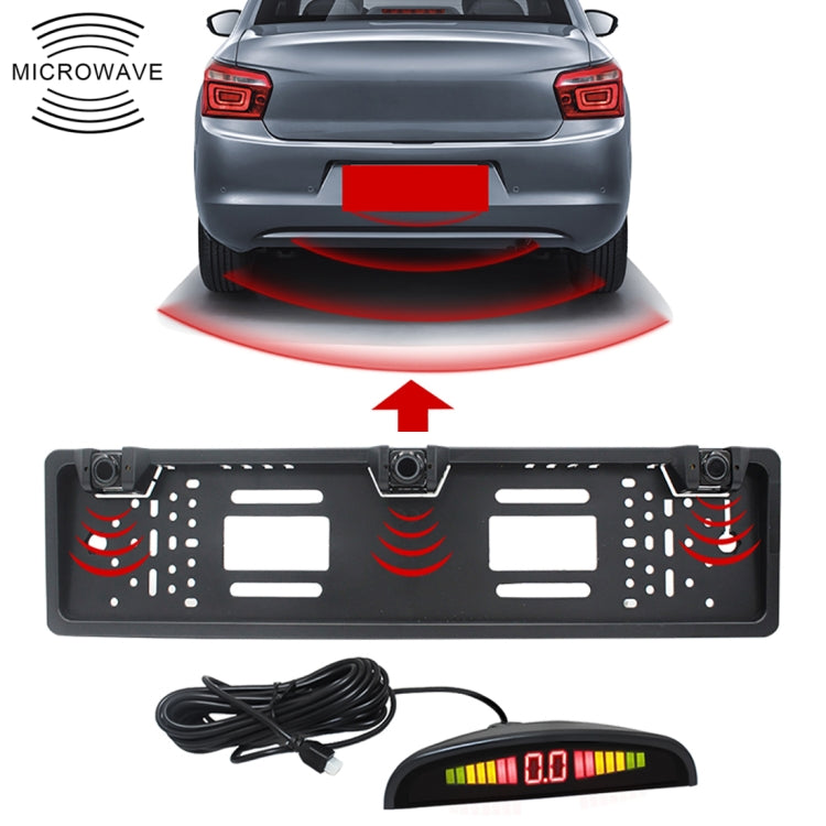 PZ300L Europe Car License Plate Frame Parking Sensors Reversing Radar with 3 Radar Detector - In Car by buy2fix | Online Shopping UK | buy2fix