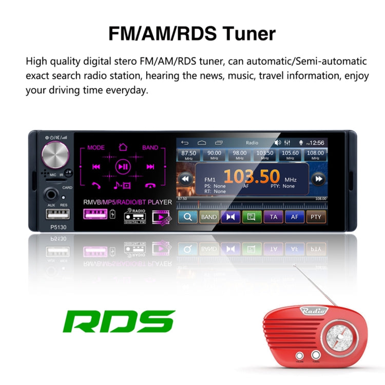 P5130 HD 1 Din 4.1 inch Car Radio Receiver MP5 Player, Support FM & AM & Bluetooth & TF Card, with Steering Wheel Remote Control - Car MP3 & MP4 & MP5 by buy2fix | Online Shopping UK | buy2fix