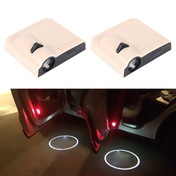 2 PCS LED Ghost Shadow Light, Car Door LED Laser Welcome Decorative Light, Display Logo for Volkswagen Car Brand(Khaki) - Door Lights by buy2fix | Online Shopping UK | buy2fix