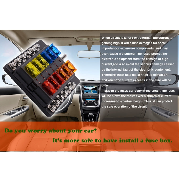 1 in 12 Out Fuse Box Screw Terminal Section Fuse Holder Kits with LED Warning Indicator for Auto Car Truck Boat - In Car by buy2fix | Online Shopping UK | buy2fix
