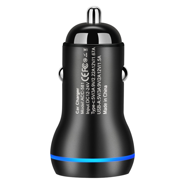 ACC-581 PD 20W + QC3.0 Type-C / USB-C + USB Fast Charging Car Charger (Black) - In Car by buy2fix | Online Shopping UK | buy2fix