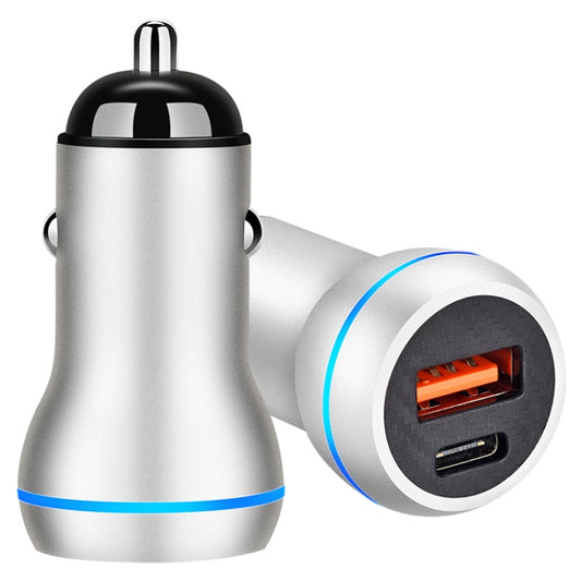 ACC-581 PD 20W + QC3.0 Type-C / USB-C + USB Fast Charging Car Charger (Silver) - In Car by buy2fix | Online Shopping UK | buy2fix