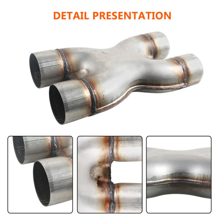 Dual 2.5 inch Car Universal 304 Stainless Steel X-type Exhaust Pipe - In Car by buy2fix | Online Shopping UK | buy2fix