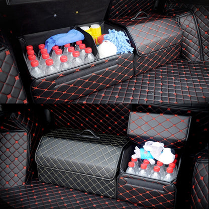 Car Trunk Foldable Storage Box, Rhombic Grid Middle Size: 40 x 32 x 30cm (Beige) - In Car by buy2fix | Online Shopping UK | buy2fix