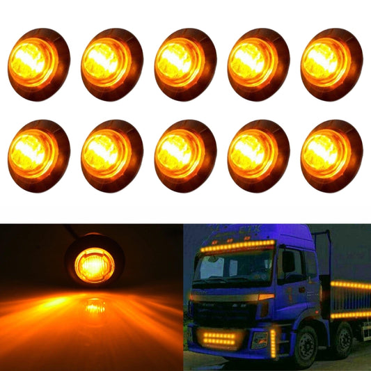 10 PCS MK-009 3/4 inch Car / Truck 3LEDs Side Marker Indicator Lights Bulb Lamp (Yellow Light) - In Car by buy2fix | Online Shopping UK | buy2fix