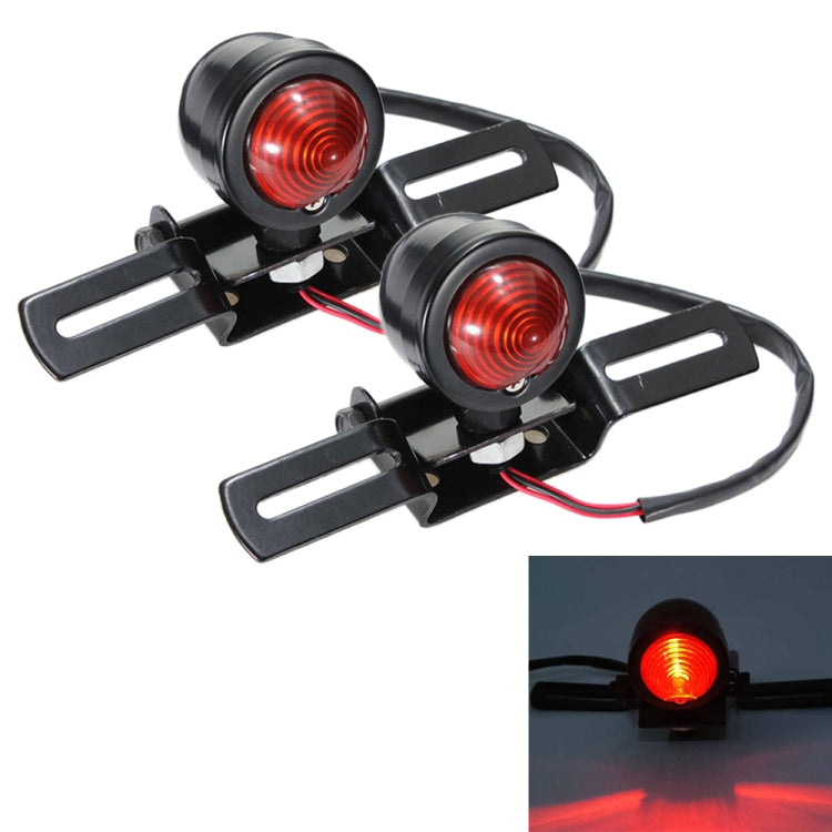 2 PCS KC-WD-FGZXD Motorcycle Retro Round Brake Light with License Plate Holder - In Car by buy2fix | Online Shopping UK | buy2fix