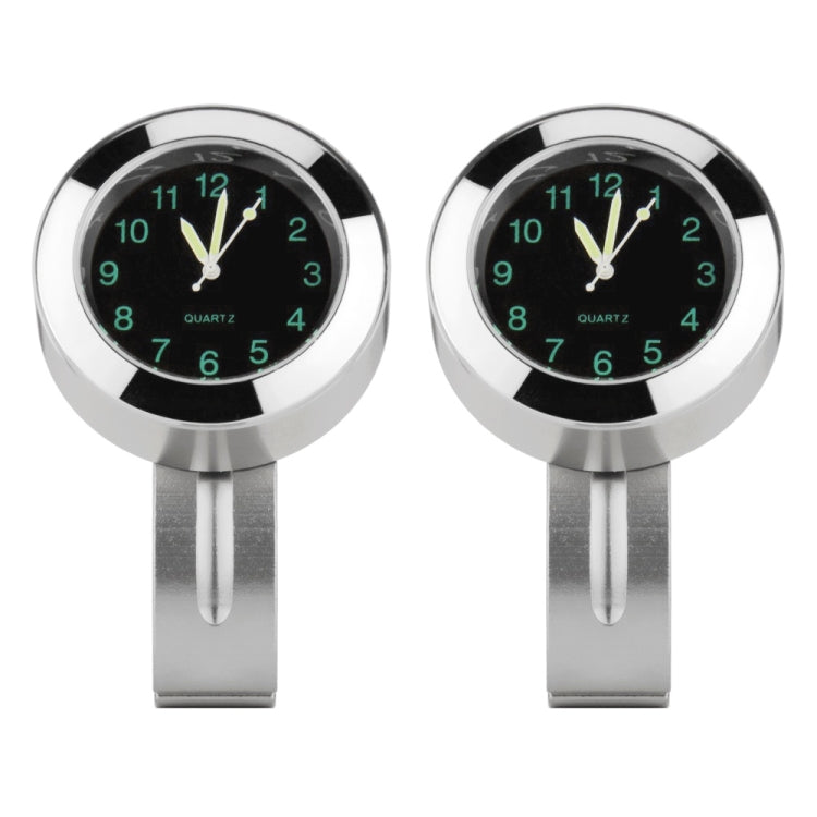2 PCS Motorcycle 22-25mm Handlebar Clock Quartz Watch with Lock (Silver) - In Car by buy2fix | Online Shopping UK | buy2fix