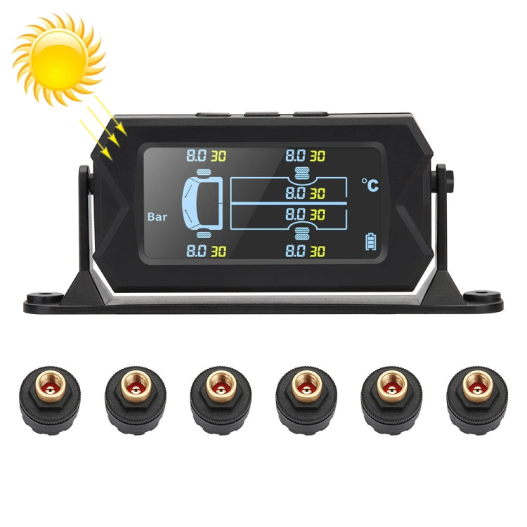 8 Bar Solar Wireless Tire Pressure Monitoring System TPMS 6 External Sensors for 6-wheel Truck Bus - In Car by buy2fix | Online Shopping UK | buy2fix