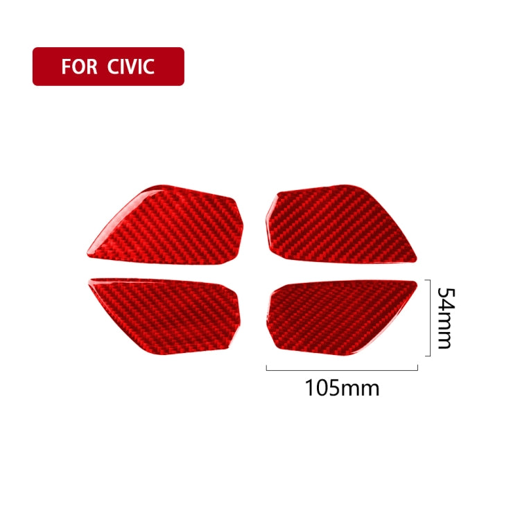 Car Carbon Fiber Inside Door Wrist Decorative Sticker for Honda Tenth Generation Civic 2016-2019, Left and Right Drive Universal (Red) - In Car by buy2fix | Online Shopping UK | buy2fix