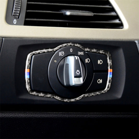 Three Color Carbon Fiber Car Headlight Switch Decorative Sticker for BMW E90 / E92 / E93 2005-2012 / 320i / 325i, Thin Version -  by buy2fix | Online Shopping UK | buy2fix