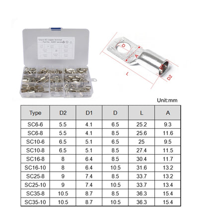 120 in 1 Boat / Car Bolt Hole Tinned Copper Terminals Set Wire Terminals Connector Cable Lugs SC Terminals - In Car by buy2fix | Online Shopping UK | buy2fix