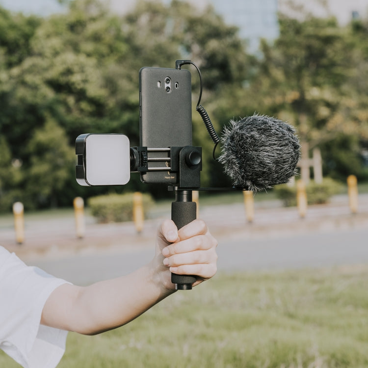 YELANGU PC09 Handheld Grip Holder Bracket + Photography Fill Light + Microphone with Mobile Phone Metal Clamp (Black) - Camera Accessories by YELANGU | Online Shopping UK | buy2fix