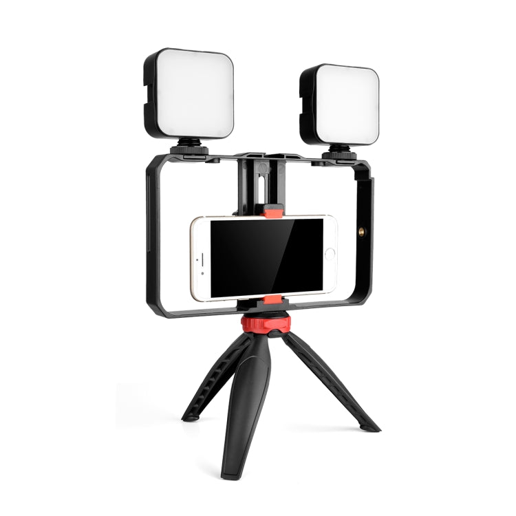 YELANGU PC203 YLG1801C Vlogging Live Broadcast LED Selfie Light Smartphone Video Rig Handle Stabilizer Plastic Bracket Tripod Kits - Camera Cage by YELANGU | Online Shopping UK | buy2fix