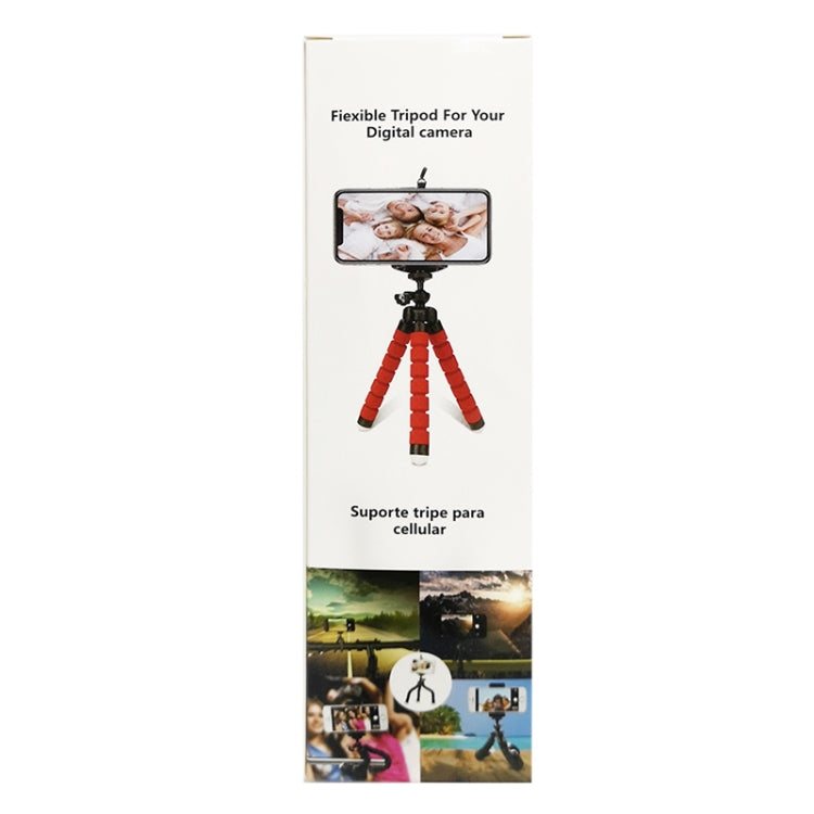 Mini Octopus Flexible Foam Tripod Holder with Phone Clamp & Remote Control (Red) - Consumer Electronics by buy2fix | Online Shopping UK | buy2fix