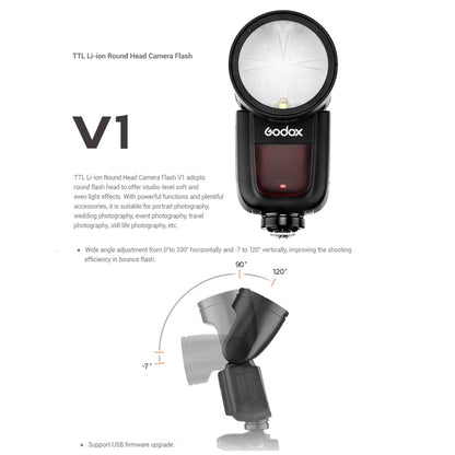 Godox V1O Round Head TTL Flash Speedlite for Olympus (Black) - Shoe Mount Flashes by Godox | Online Shopping UK | buy2fix