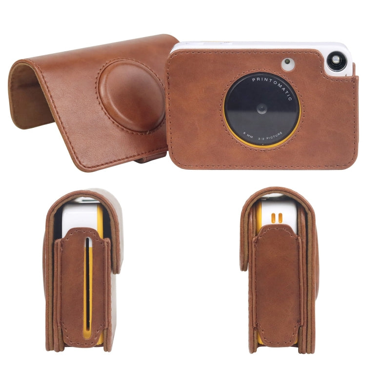 For Kodak PRINTOMATIC Full Body Camera PU Leather Case Bag with Strap (Brown) - Camera Accessories by buy2fix | Online Shopping UK | buy2fix