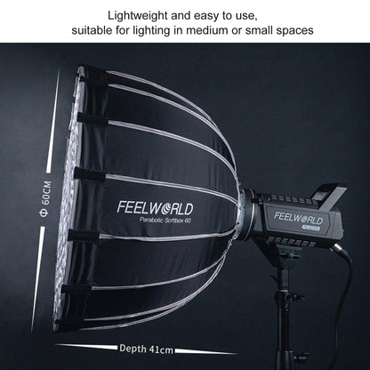 FEELWORLD FSP60 60cm Parabolic Softbox Quick Release Diffuser with Bowens Mount (Black) -  by FEELWORLD | Online Shopping UK | buy2fix