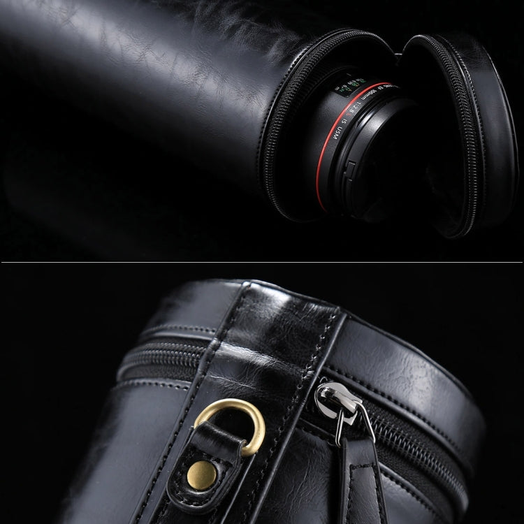 Extra Large Lens Case Zippered PU Leather Pouch Box for DSLR Camera Lens, Size: 24.5*10.5*10.5cm(Black) - Camera Accessories by buy2fix | Online Shopping UK | buy2fix