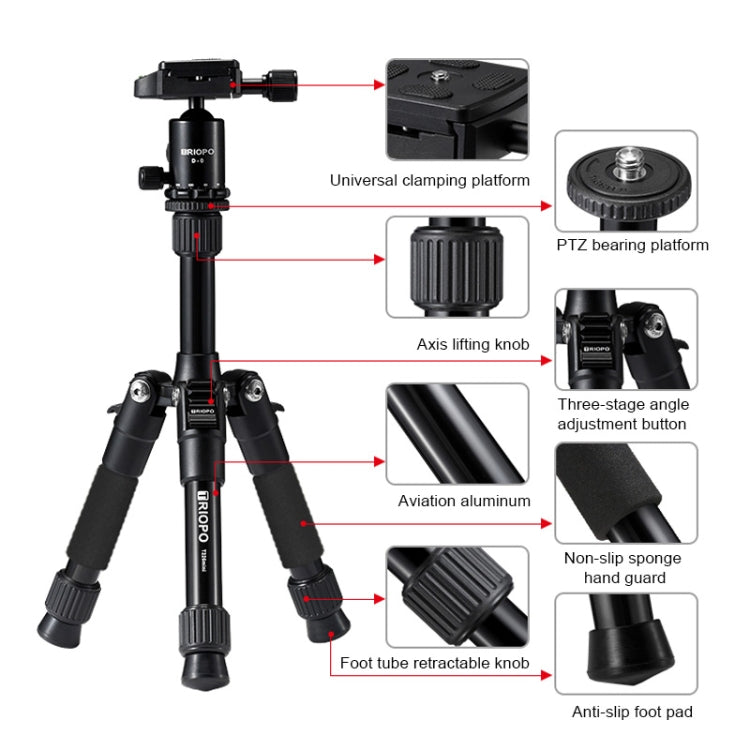 TRIOPO T226 Adjustable Portable  Aluminum Alloy Tripod with D-0 Ball Head for SLR Camera - Tripods by TRIOPO | Online Shopping UK | buy2fix