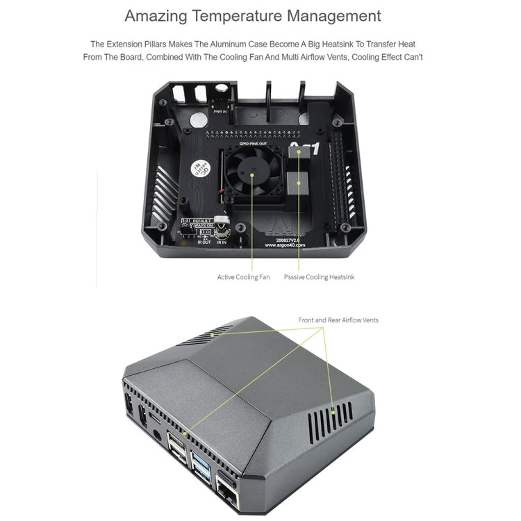 Waveshare Argon One Aluminum Case For Raspberry Pi 4, with Safe Power Button - Modules Expansions Accessories by WAVESHARE | Online Shopping UK | buy2fix