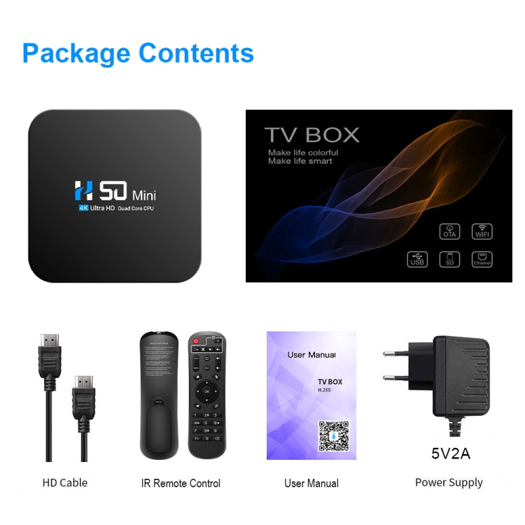 H50 Mini 4K Smart Network TV Box, Android 10.0, RK3318 Quad Core, 2GB+16GB, US Plug - Consumer Electronics by buy2fix | Online Shopping UK | buy2fix