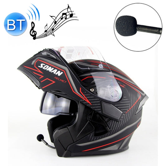 Soman 955 Skyeye Motorcycle Full / Open Face Bluetooth Helmet Headset Full Face, Supports Answer / Hang Up Calls(Black Red) -  by SOMAN | Online Shopping UK | buy2fix