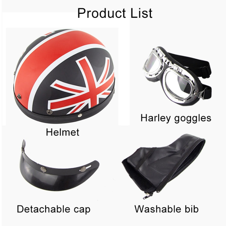 Soman Electromobile Motorcycle Half Face Helmet Retro Harley Helmet with Goggles(Matte Black) -  by SOMAN | Online Shopping UK | buy2fix